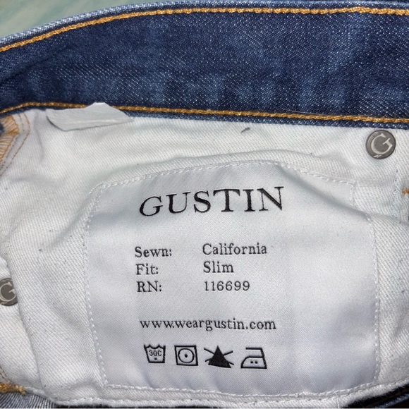 GUSTIN men’s blue jeans slim Fit size 35 denim - Picture 3 of 5